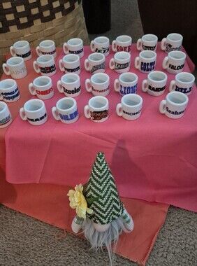 VINTAGE MINI NFL TEAM CERAMIC COFFEE CUPS. SET OF 28